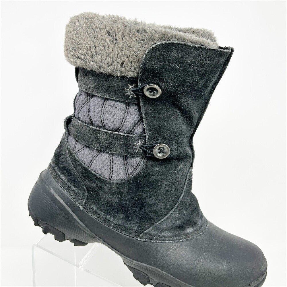 Columbia Sierra Summette Womens Snow Boots Black Gray Faux Fur Mid-Calf Size 10